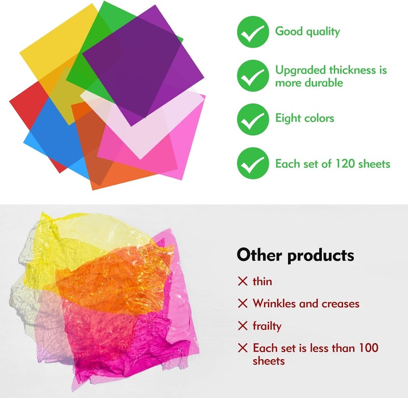 CdbC Colored Cellophane Sheets Colored Cellophane Transparent Gift Packaging 120, for DIY Arts and Crafts Gift Treatment Candy Packaging - Image 5